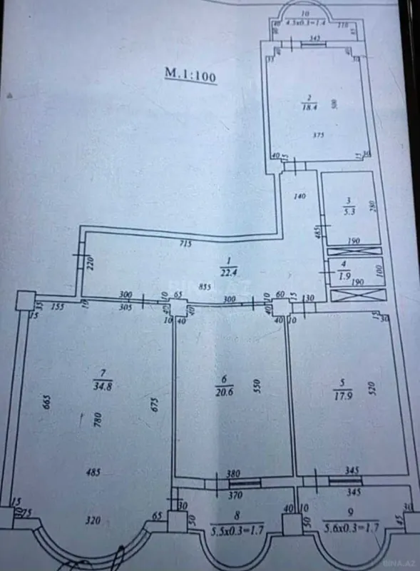 Satılır 3 otaqlı mənzil 137 m²