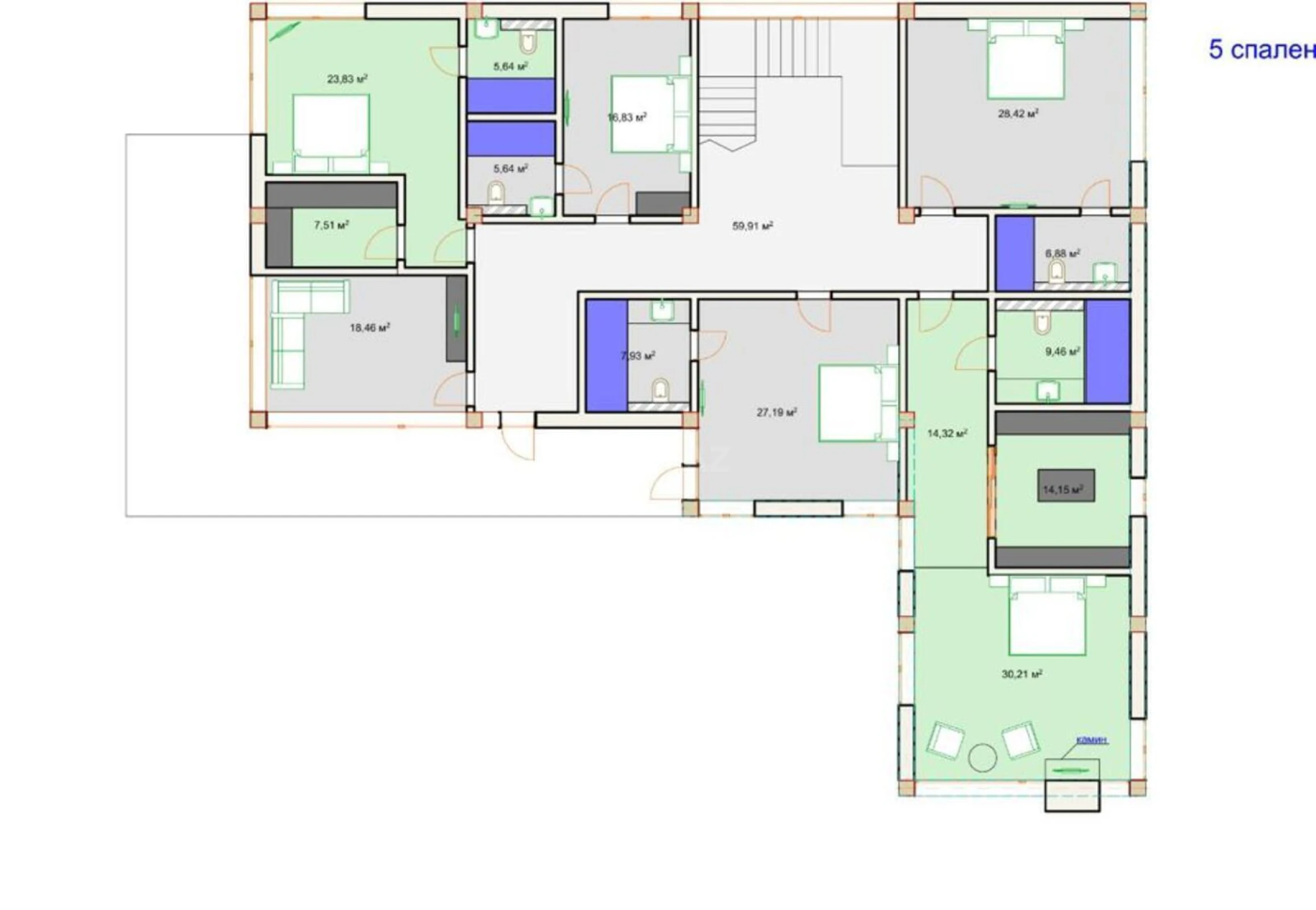 Satılır 10 otaqlı həyət evi 1200 m²