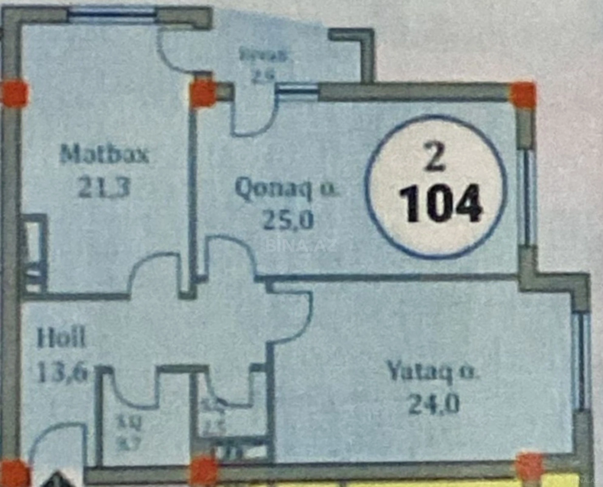 Satılır 2 otaqlı mənzil 104 m²