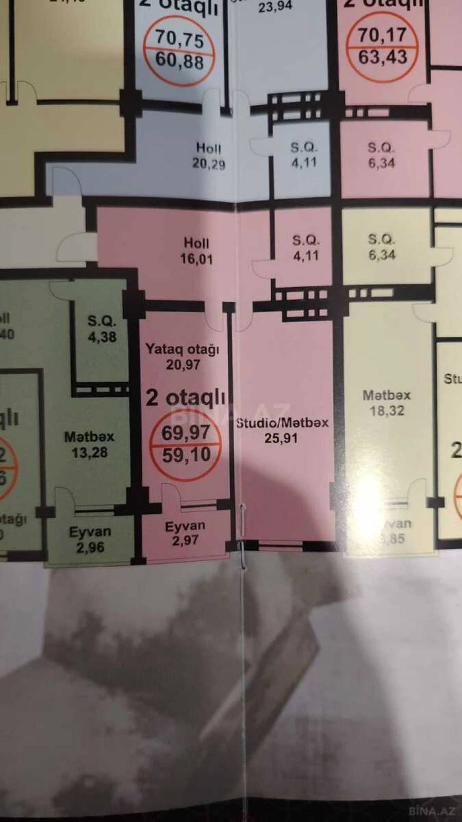 Satılır 2 otaqlı mənzil 70 m²