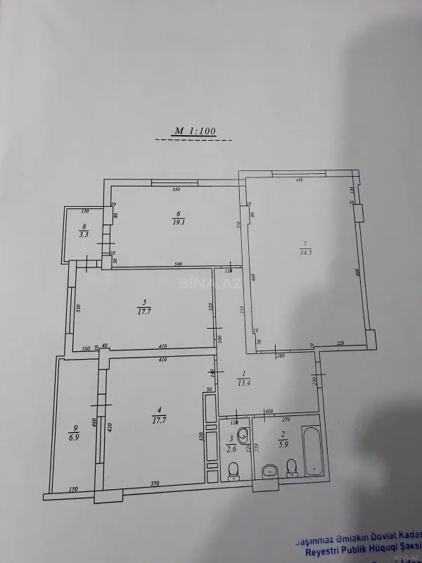 Satılır 3 otaqlı mənzil 125 m²