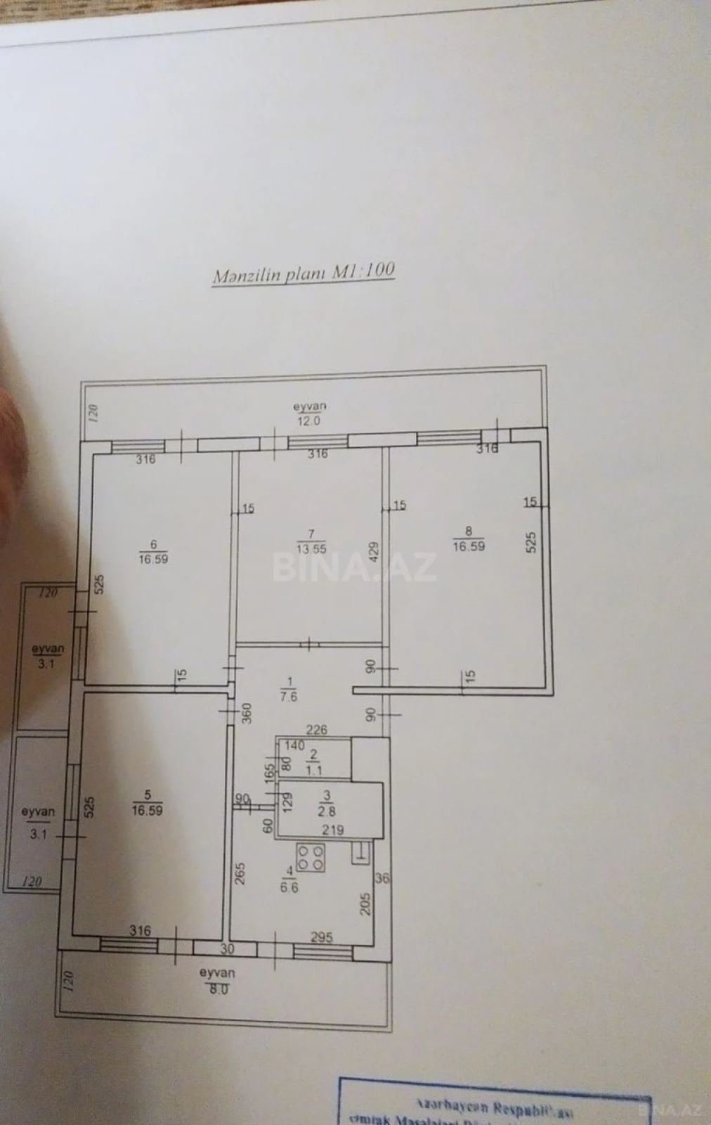 Satılır 4 otaqlı mənzil 123 m²