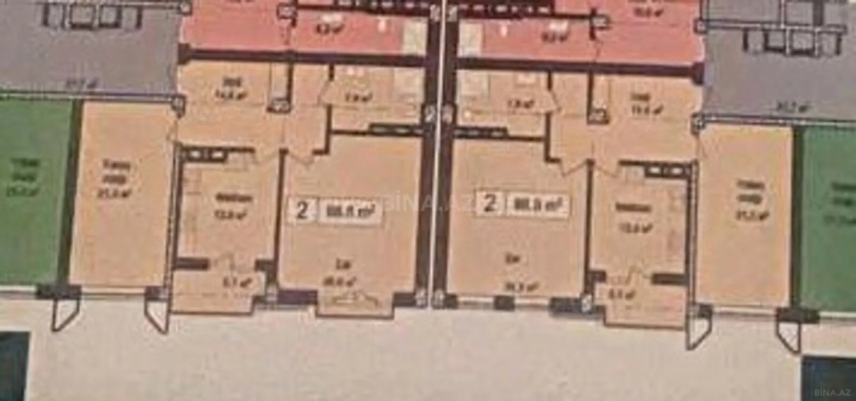 Satılır 2 otaqlı mənzil 87 m²