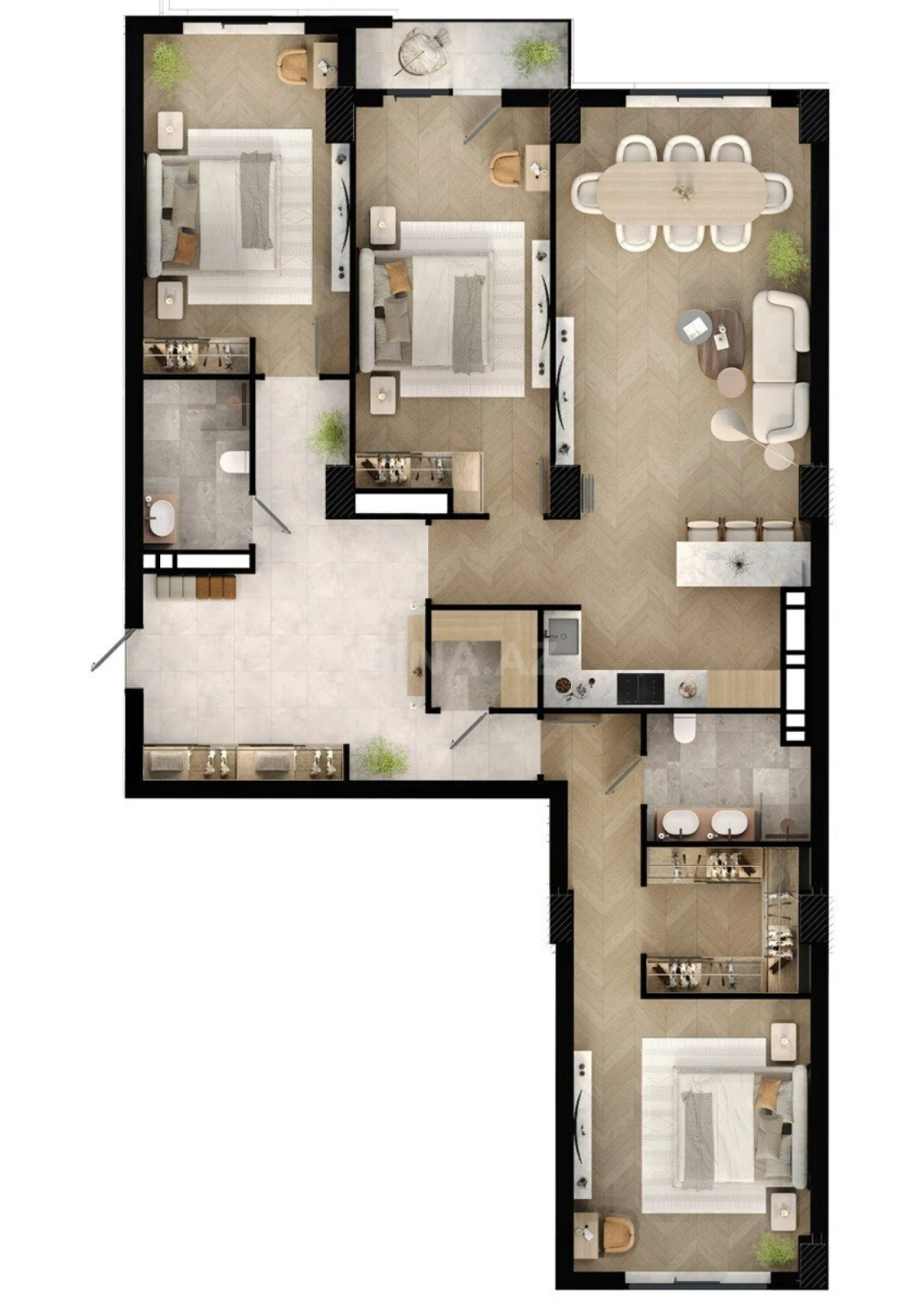 Satılır 3 otaqlı mənzil 127 m²