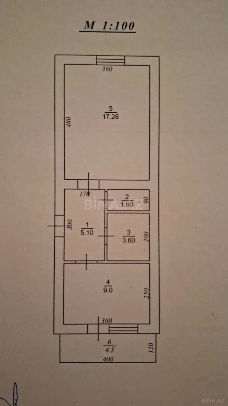 Satılır 1 otaqlı mənzil 36.6 m²
