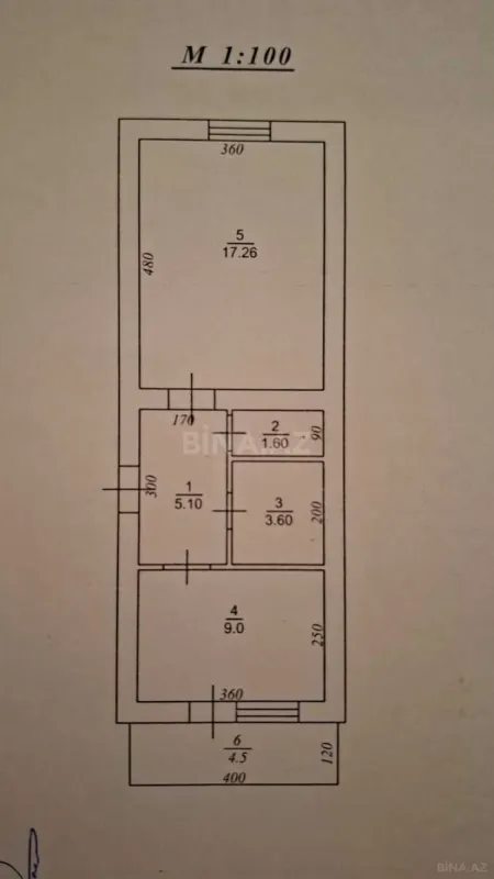 Satılır 1 otaqlı mənzil 36.6 m²