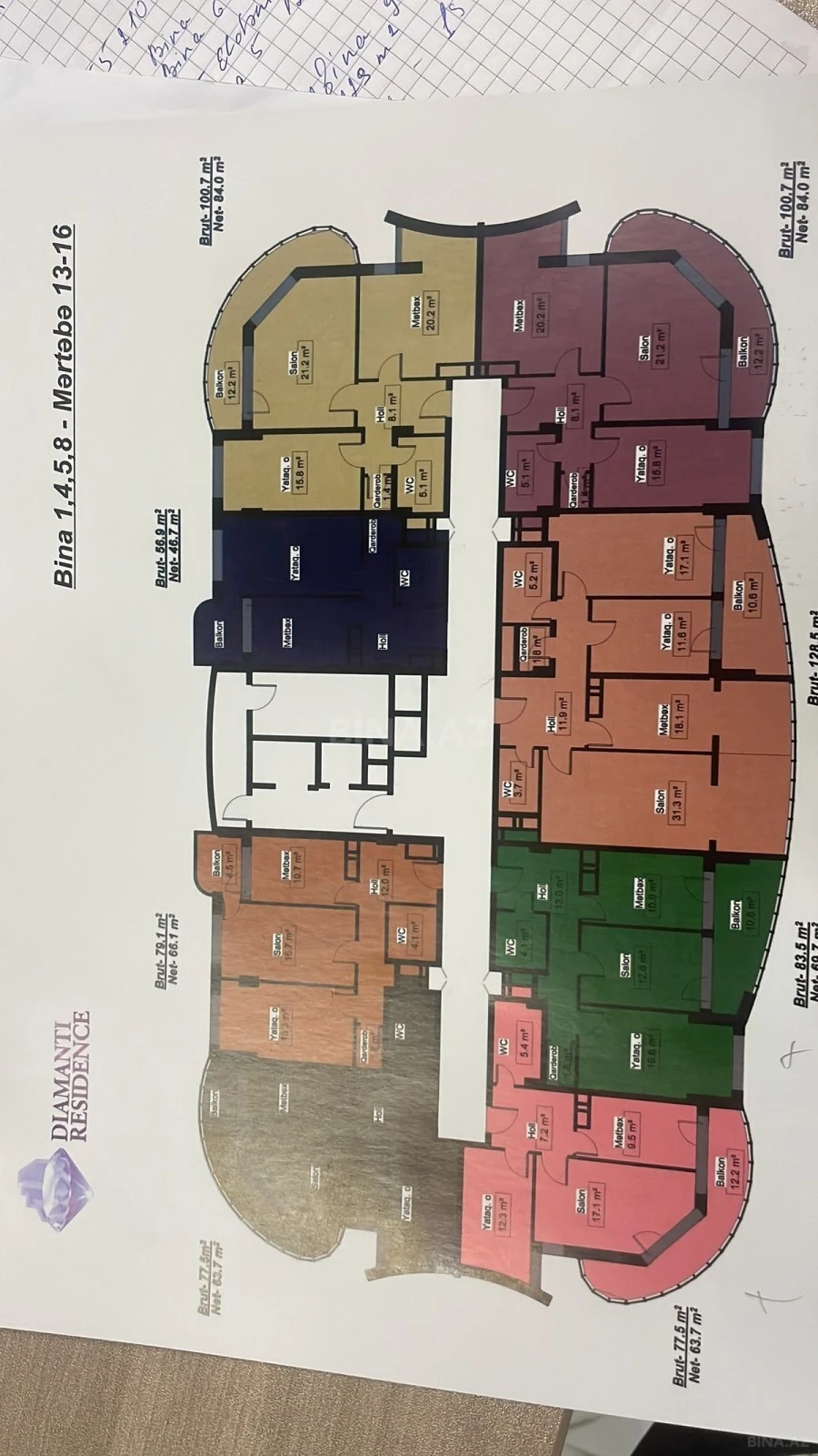 Satılır 2 otaqlı mənzil 79 m²