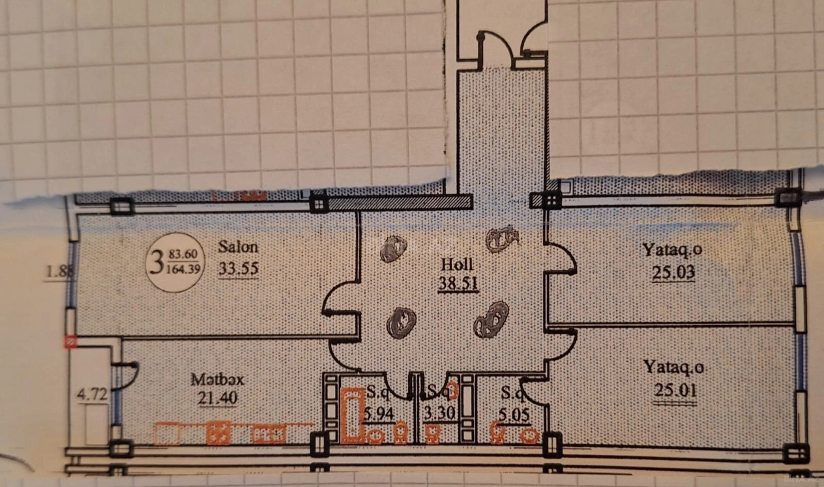 Satılır 4 otaqlı mənzil 165 m²