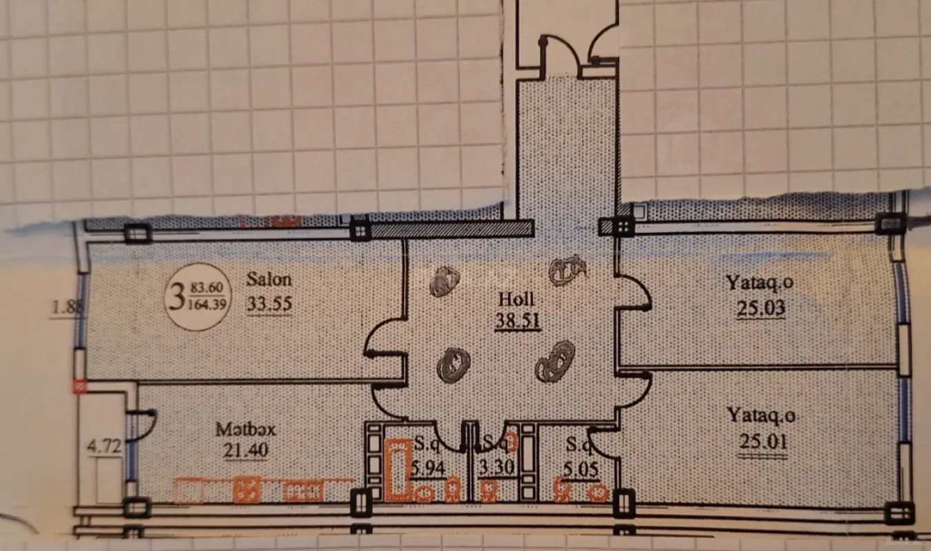 Satılır 4 otaqlı mənzil 165 m²