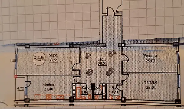 Satılır 4 otaqlı mənzil 165 m²