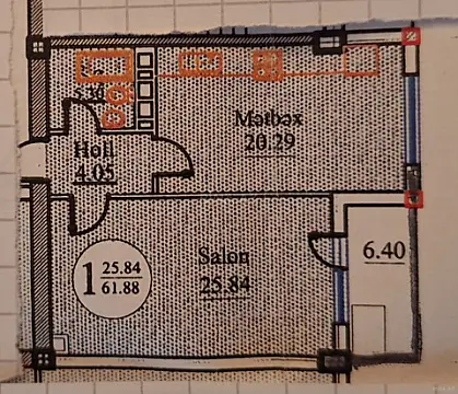 Satılır 1 otaqlı mənzil 60 m²