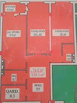 Satılır 3 otaqlı mənzil 120 m²