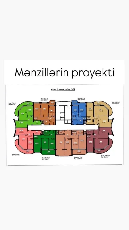 Satılır 3 otaqlı mənzil 129.3 m²