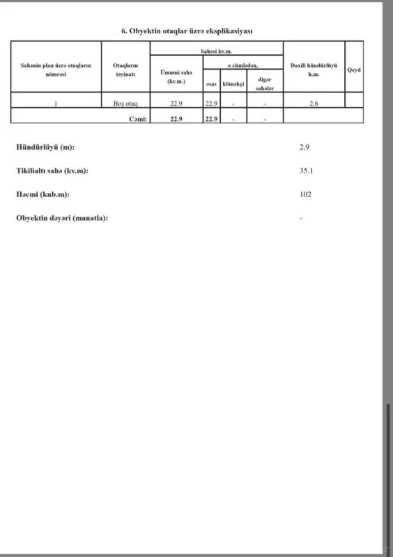 Satılır obyekt 22.9 m²