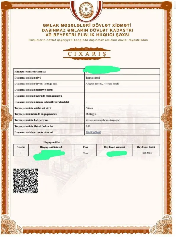 Satılır torpaq sahəsi 10 m²