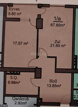 Satılır 2 otaqlı mənzil 68 m²