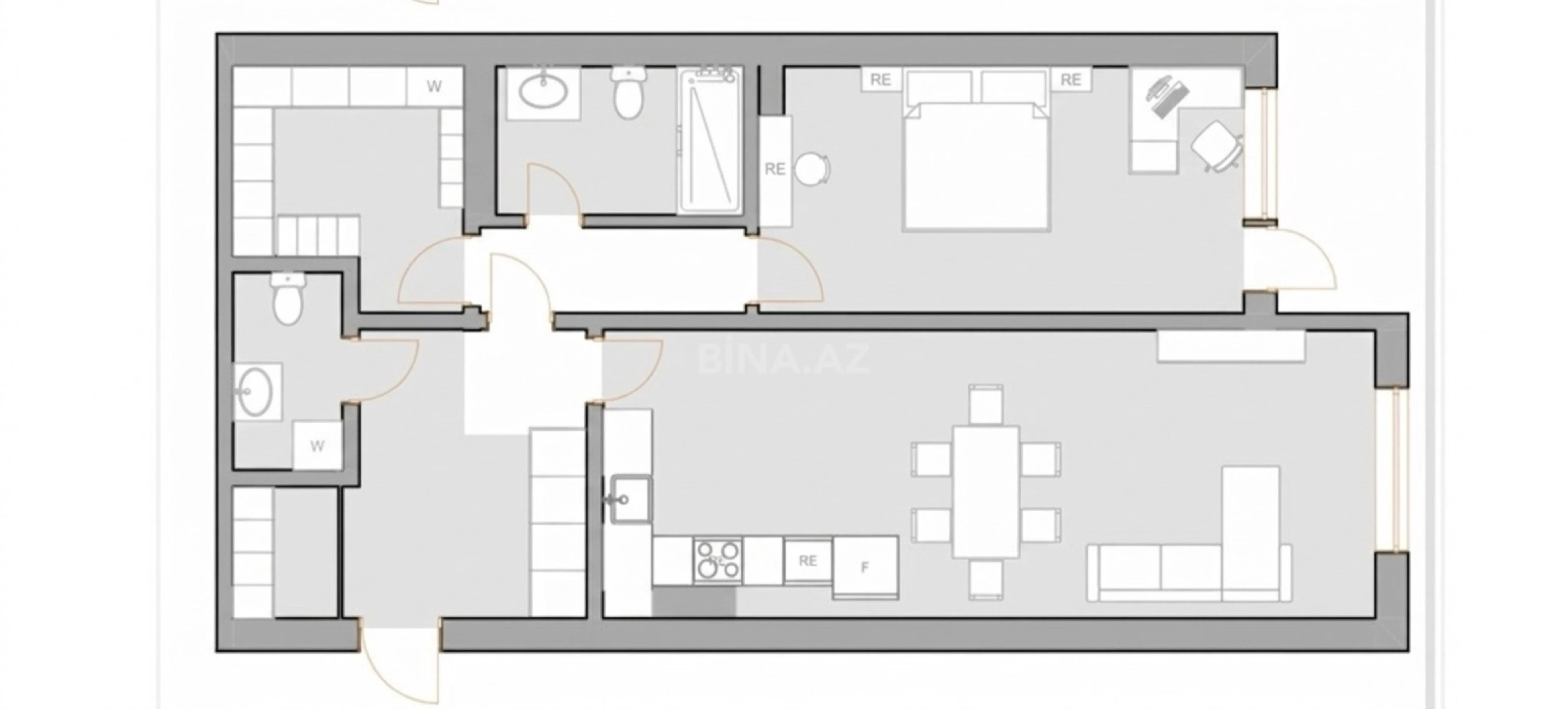 Satılır 2 otaqlı mənzil 100 m²