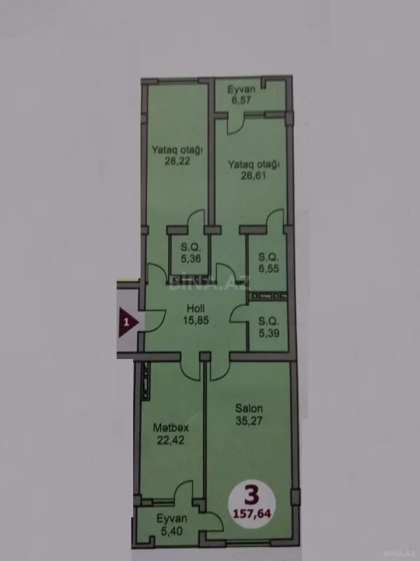 Satılır 3 otaqlı mənzil 158 m²