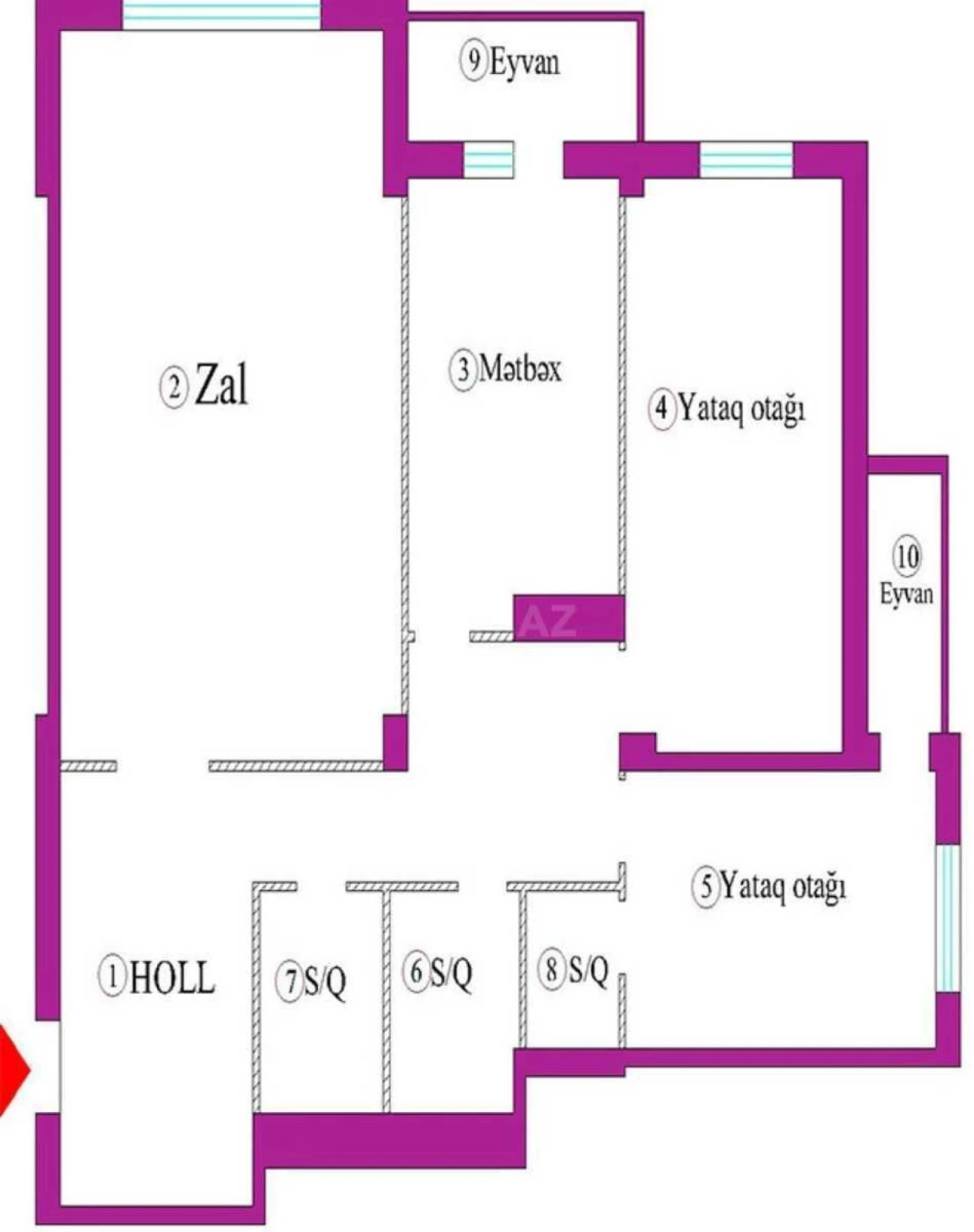 Satılır 3 otaqlı mənzil 152 m²