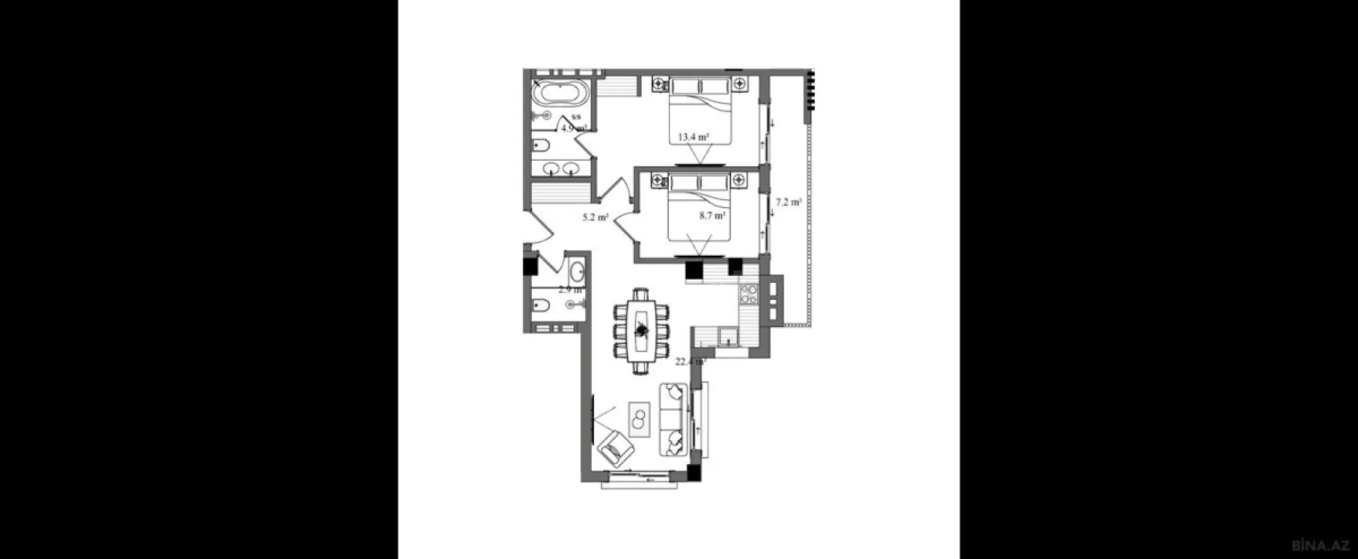 Satılır 3 otaqlı mənzil 78.8 m²