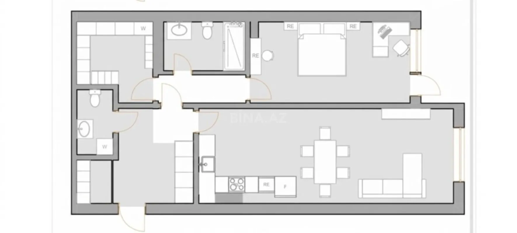 Satılır 2 otaqlı mənzil 100 m²