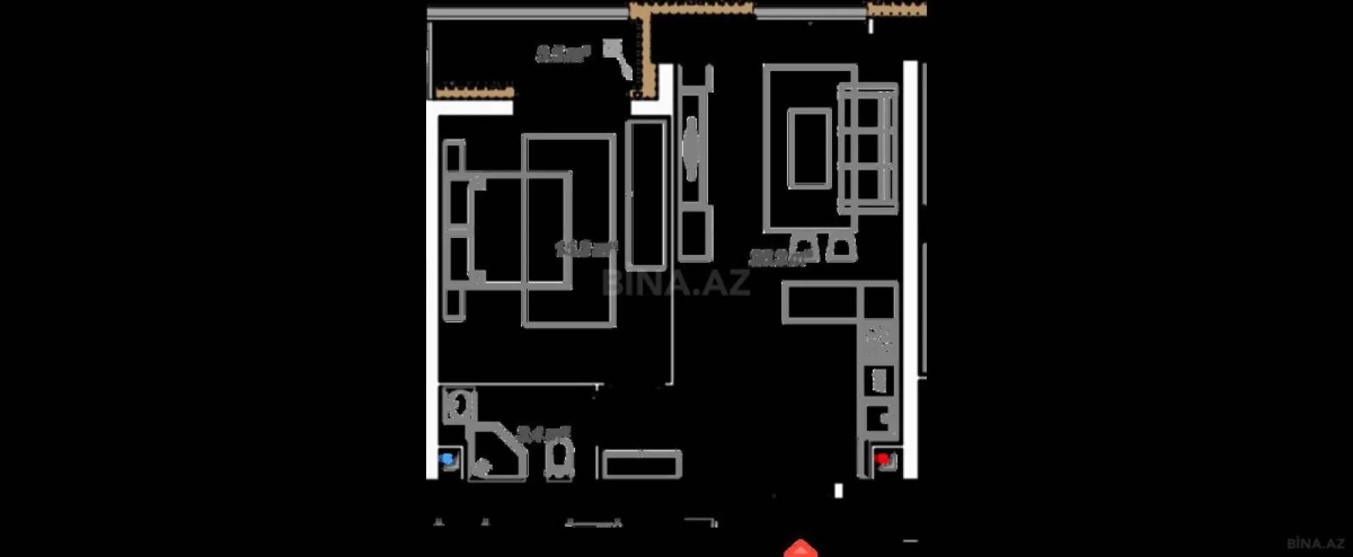 Satılır 2 otaqlı mənzil 61.2 m²