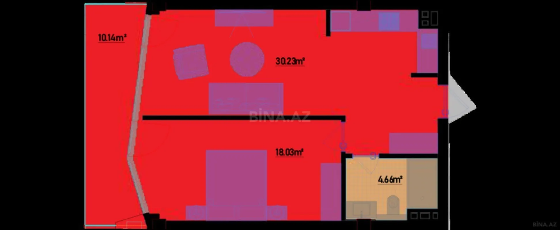 Satılır 2 otaqlı mənzil 71.3 m²