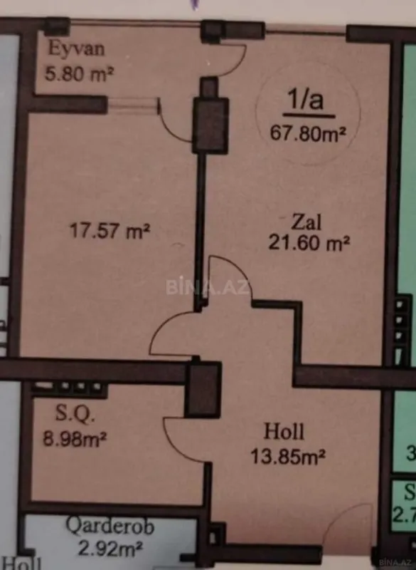 Satılır 2 otaqlı mənzil 68 m²