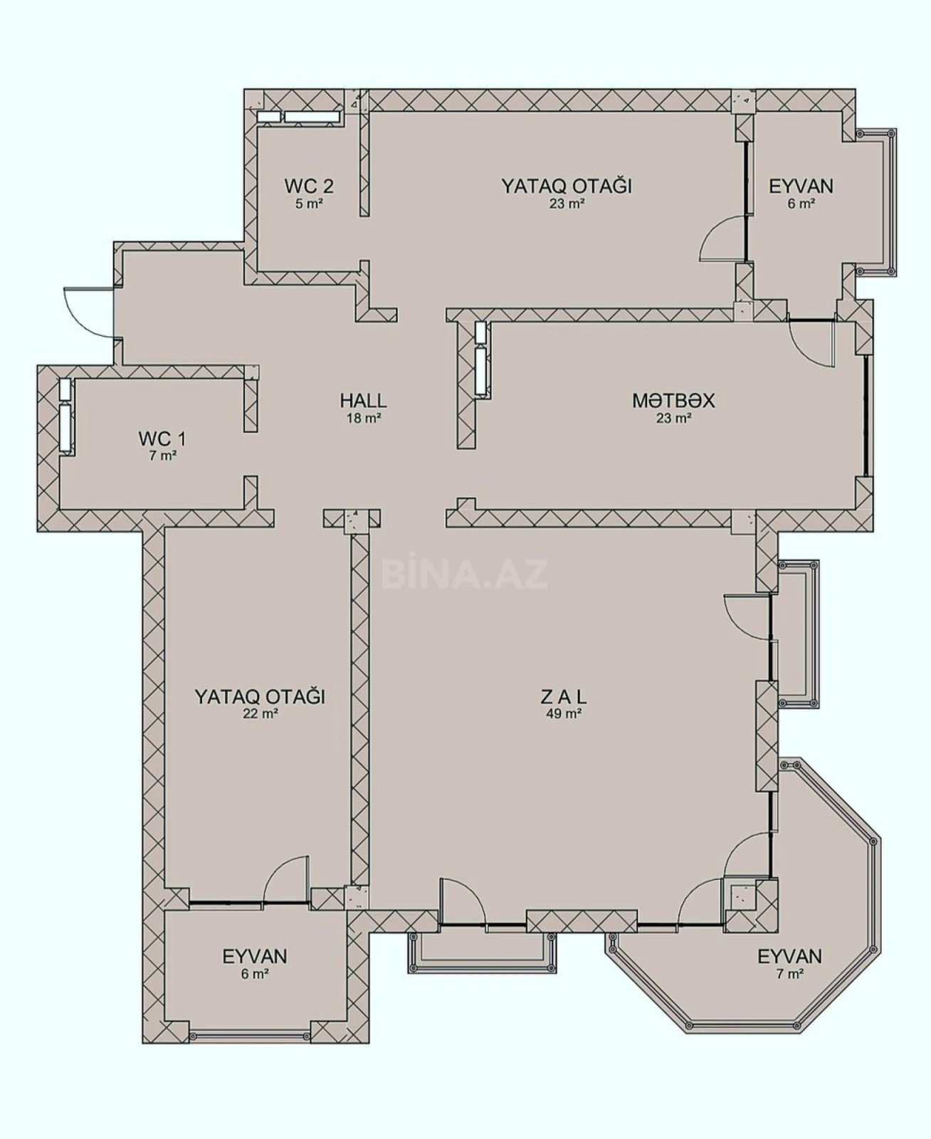 Satılır 3 otaqlı mənzil 168 m²
