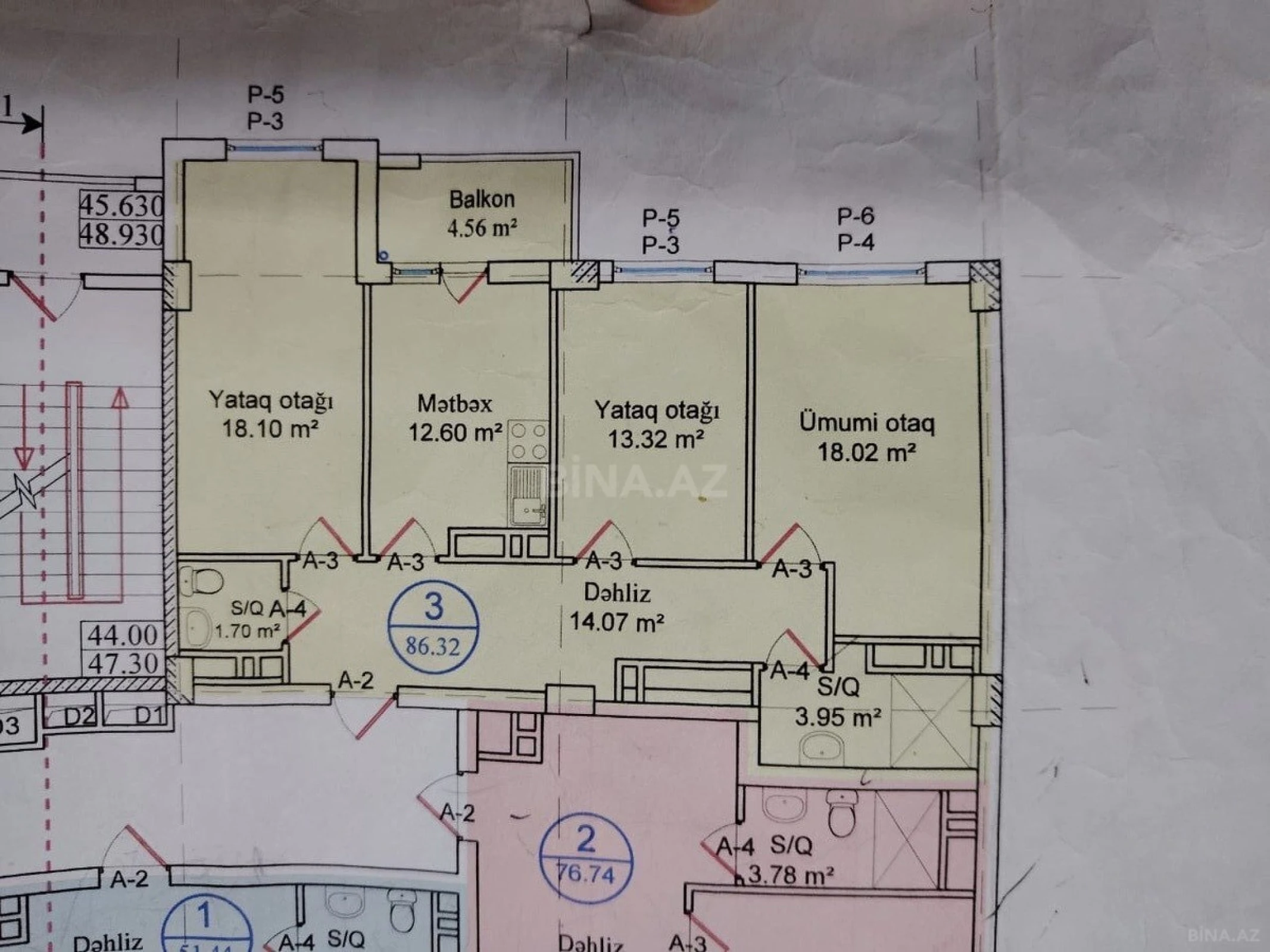 Satılır 3 otaqlı mənzil 87 m²