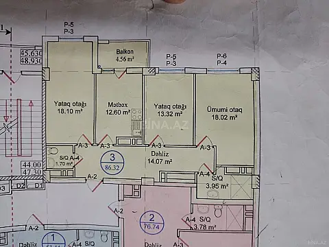 Satılır 3 otaqlı mənzil 87 m²