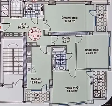 Satılır 3 otaqlı mənzil 146 m²
