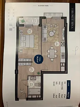 Satılır 2 otaqlı mənzil 51 m²