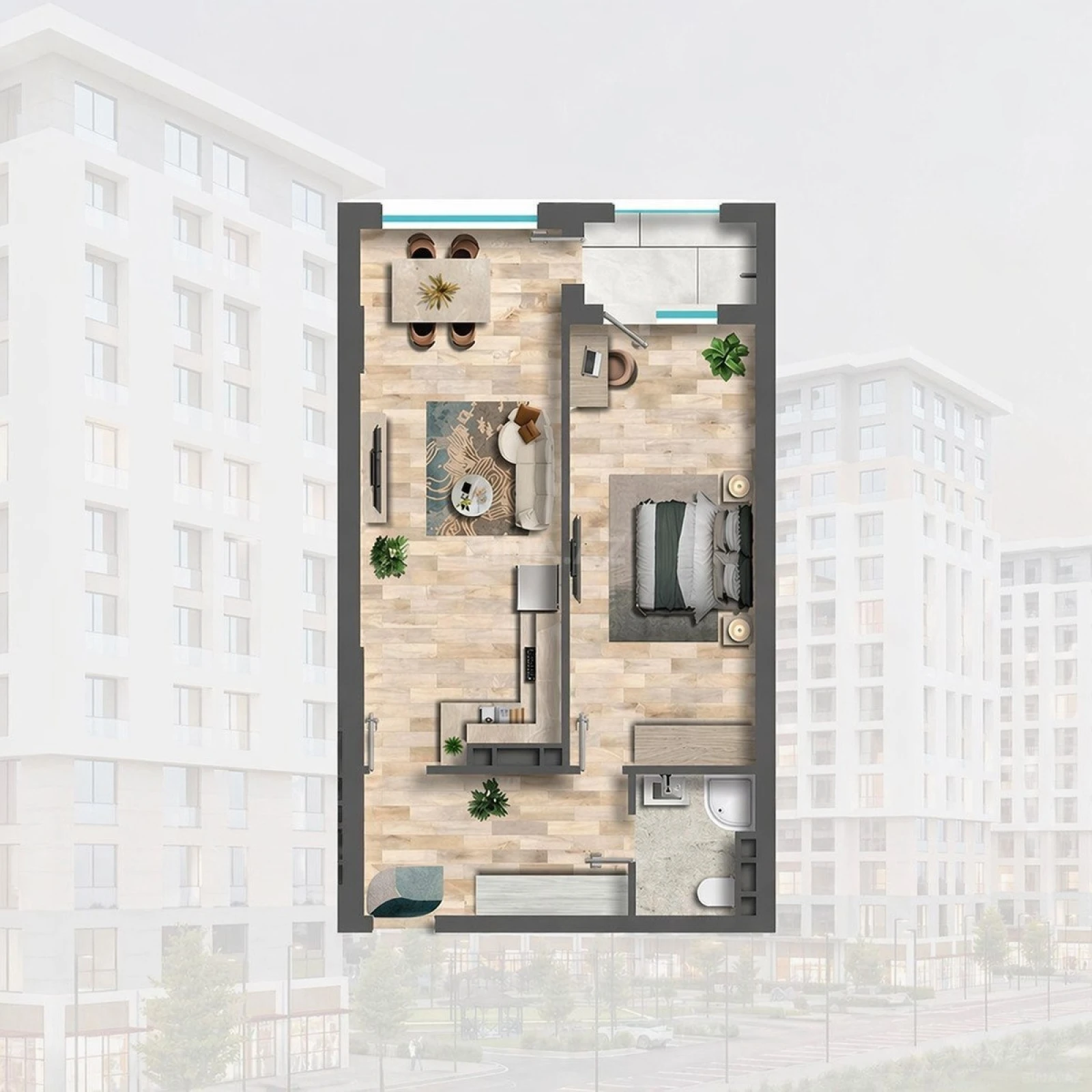 Satılır 2 otaqlı mənzil 75.5 m²