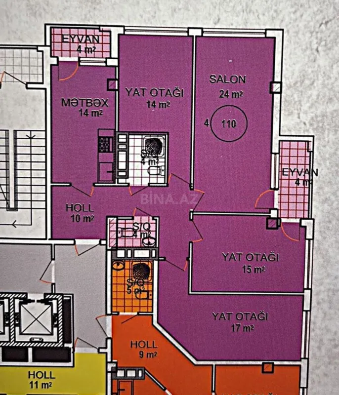 Satılır 4 otaqlı mənzil 110 m²