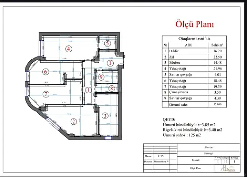 Satılır 4 otaqlı mənzil 150 m²