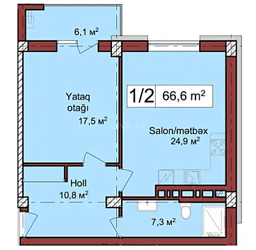 Satılır 2 otaqlı mənzil 67 m²
