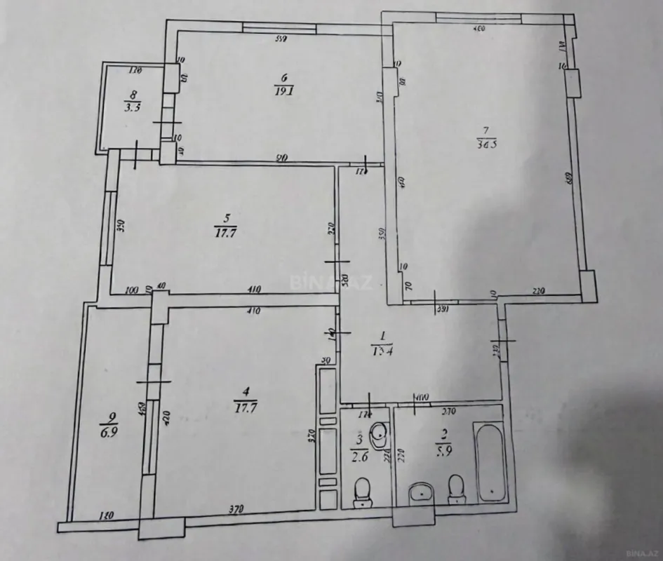 Satılır 3 otaqlı mənzil 125 m²