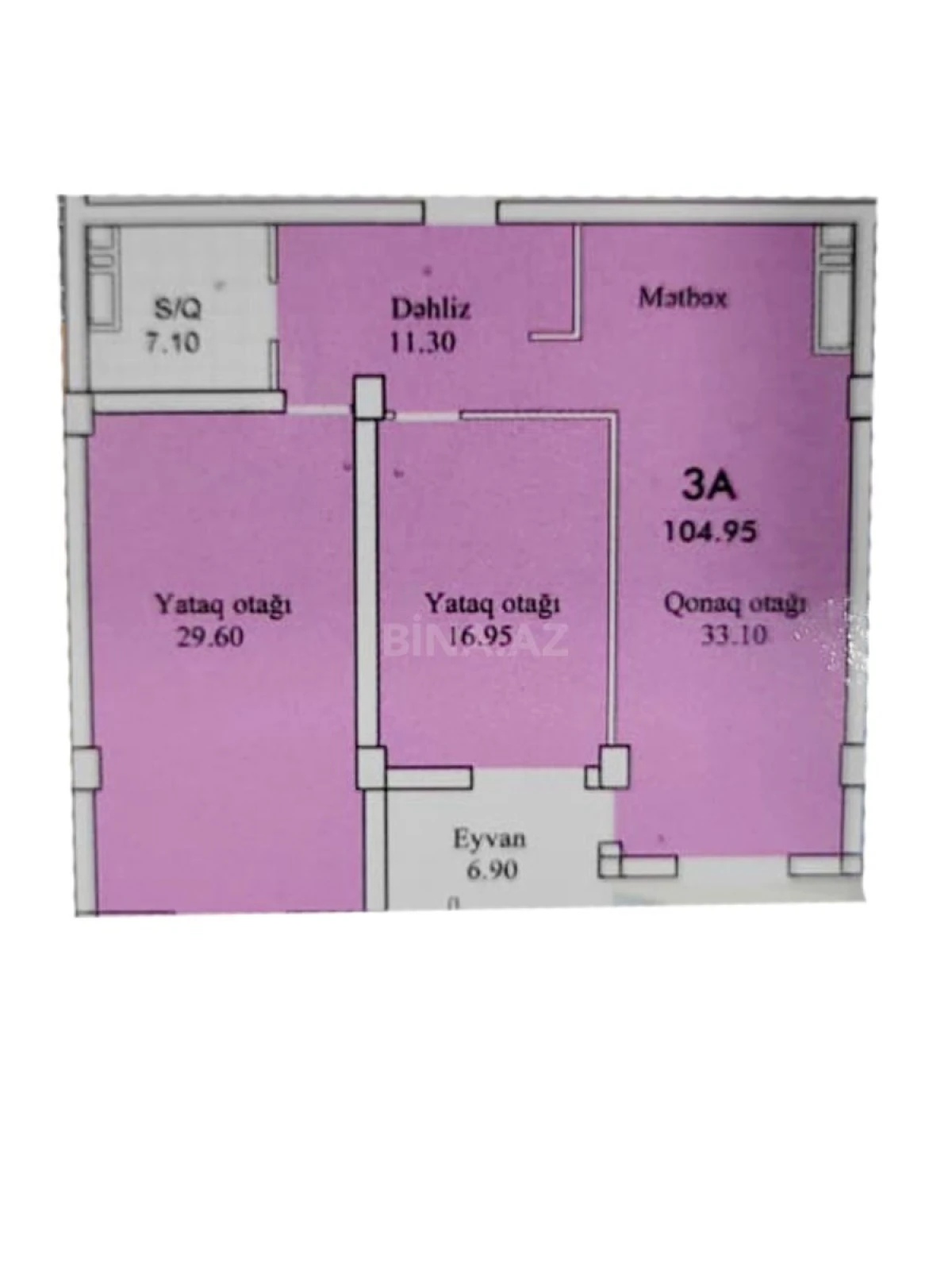 Satılır 3 otaqlı mənzil 105 m²