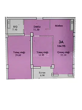 Satılır 3 otaqlı mənzil 105 m²