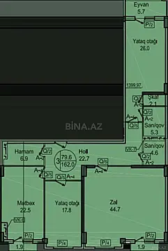 Satılır 3 otaqlı mənzil 162 m²