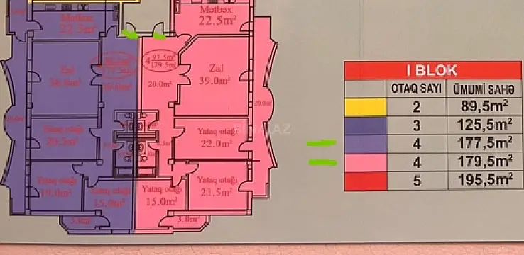 Satılır 4 otaqlı mənzil 179.5 m²