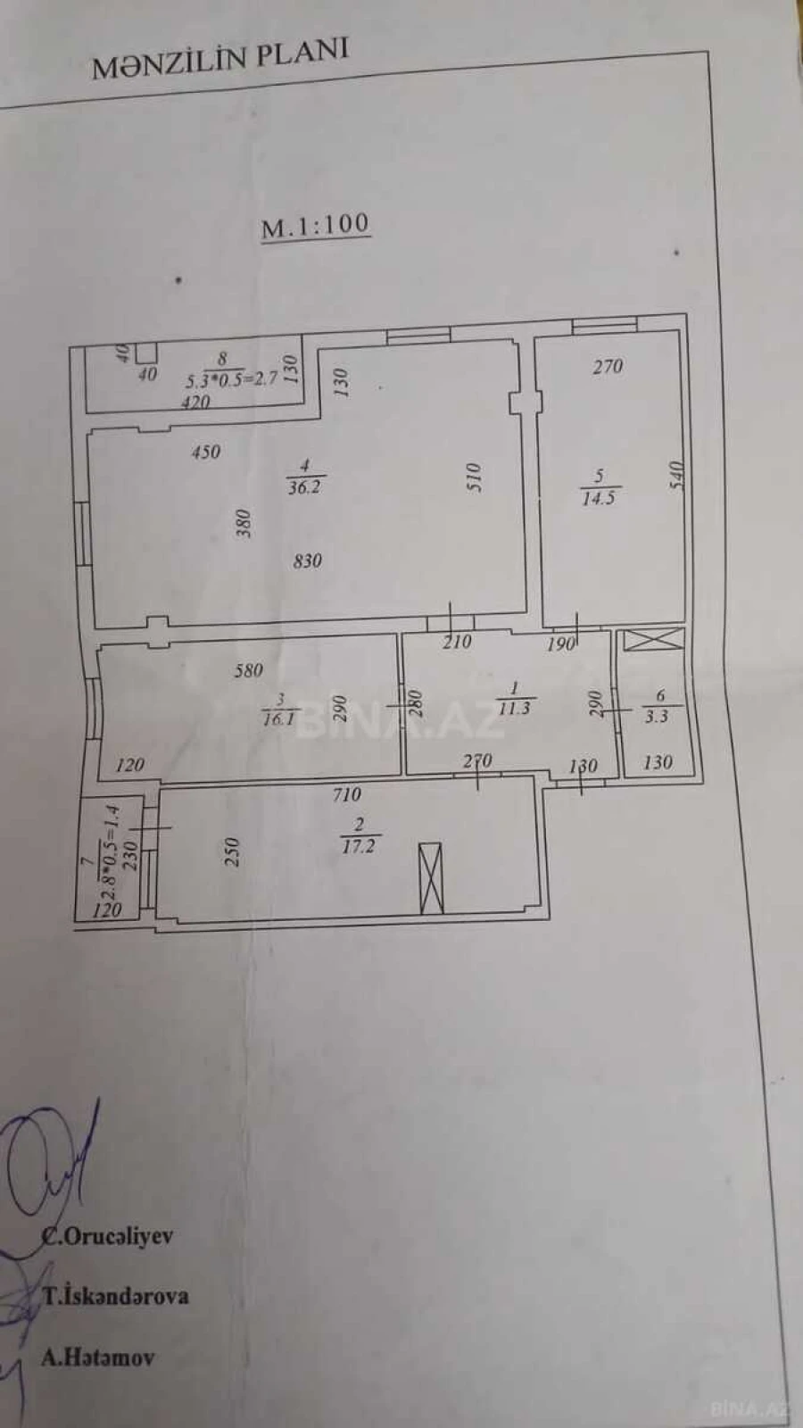 Satılır 3 otaqlı mənzil 119 m²