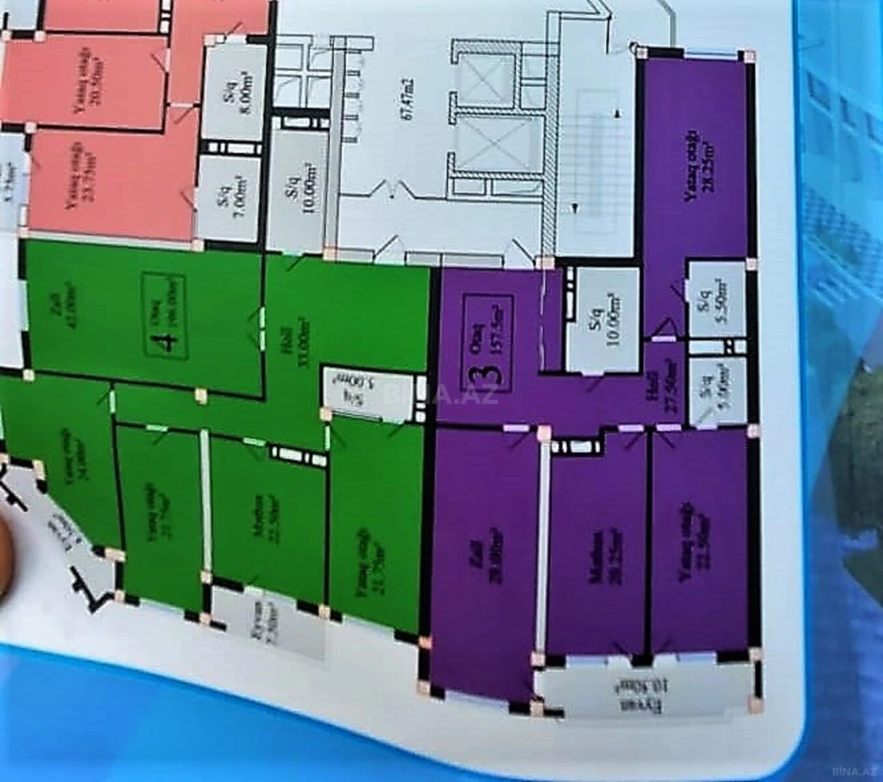 Satılır 4 otaqlı mənzil 197 m²