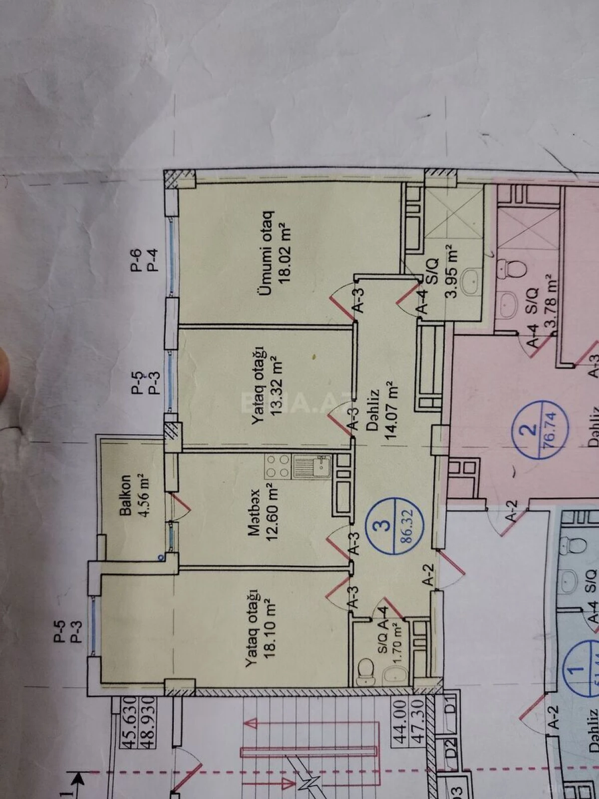 Satılır 3 otaqlı mənzil 87 m²
