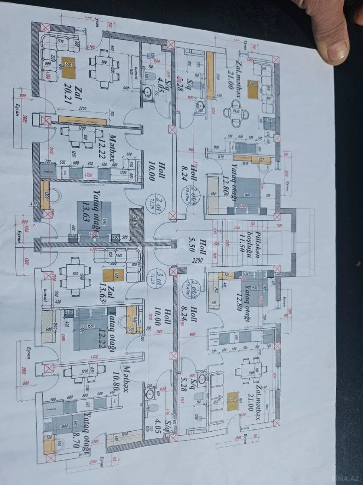 Satılır 3 otaqlı mənzil 71 m²