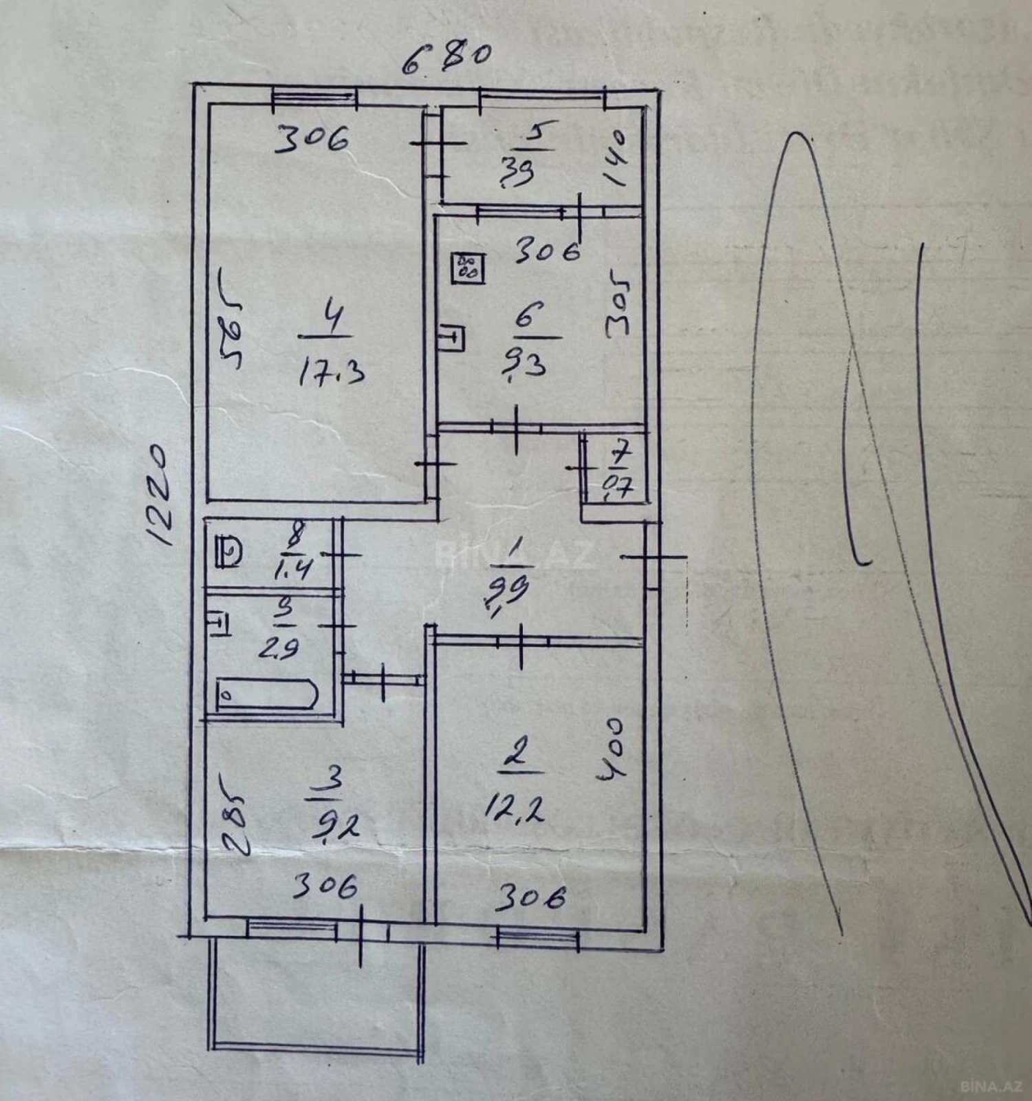Satılır 3 otaqlı mənzil 70 m²