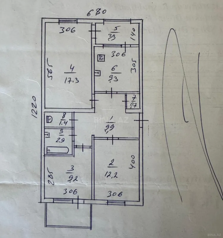 Satılır 3 otaqlı mənzil 70 m²