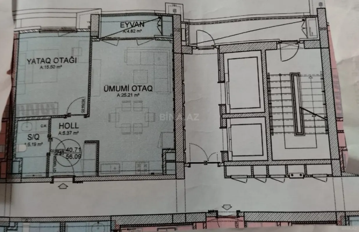 Satılır 2 otaqlı mənzil 57 m²