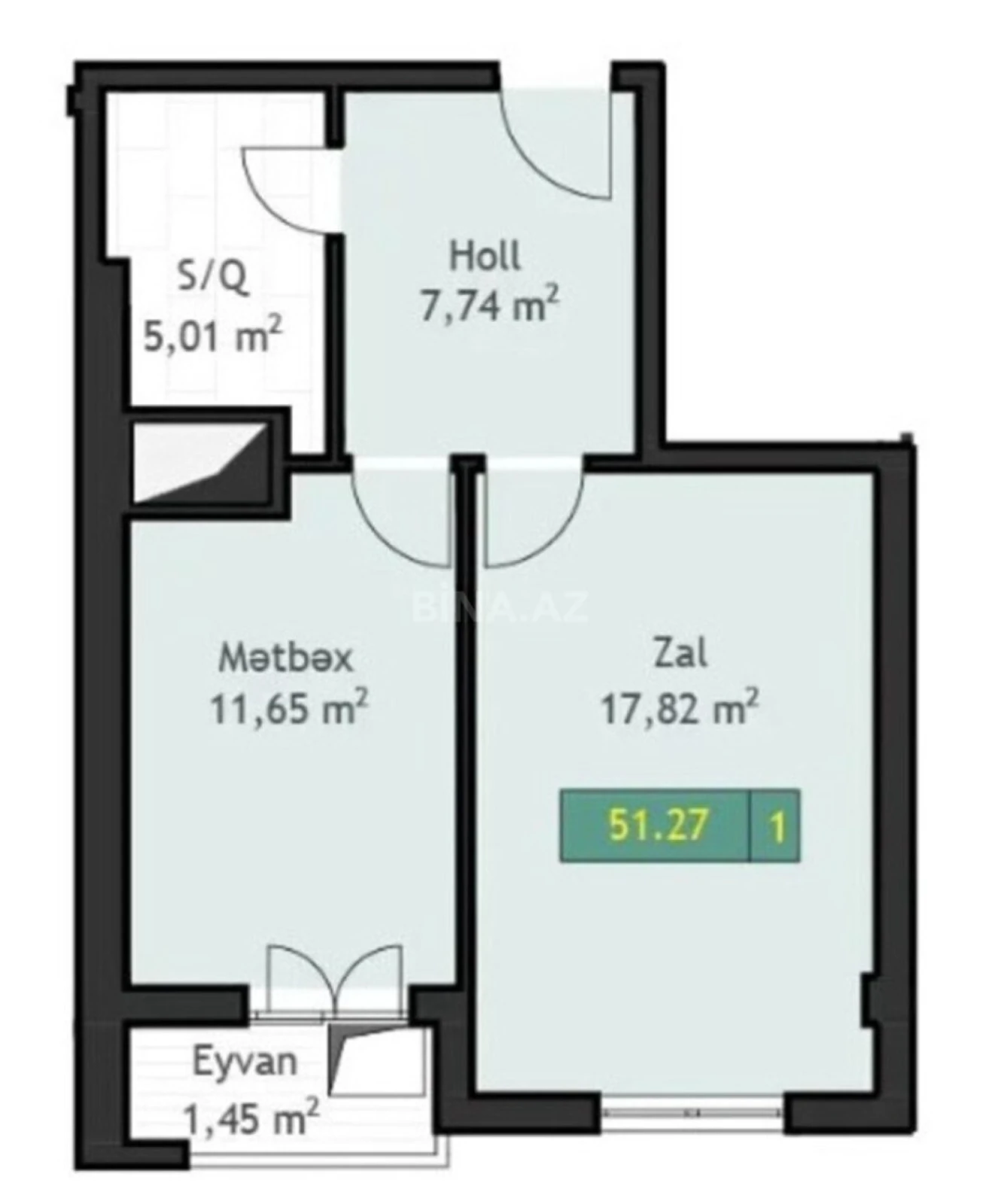 Satılır 2 otaqlı mənzil 53 m²